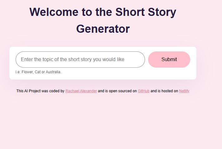 AI Story Application Screenshot