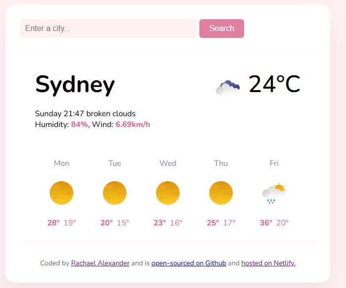 Weather Application Screenshot